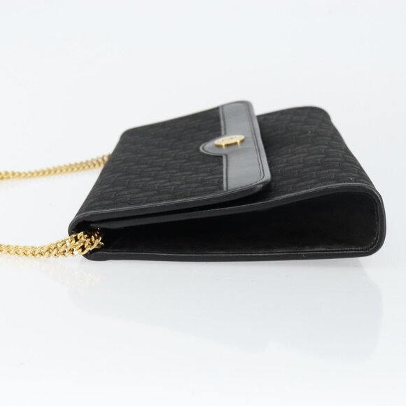 Christian Dior Trotter Canvas Chain Shoulder Bag Black Gold Auth - Picture 5 of 15